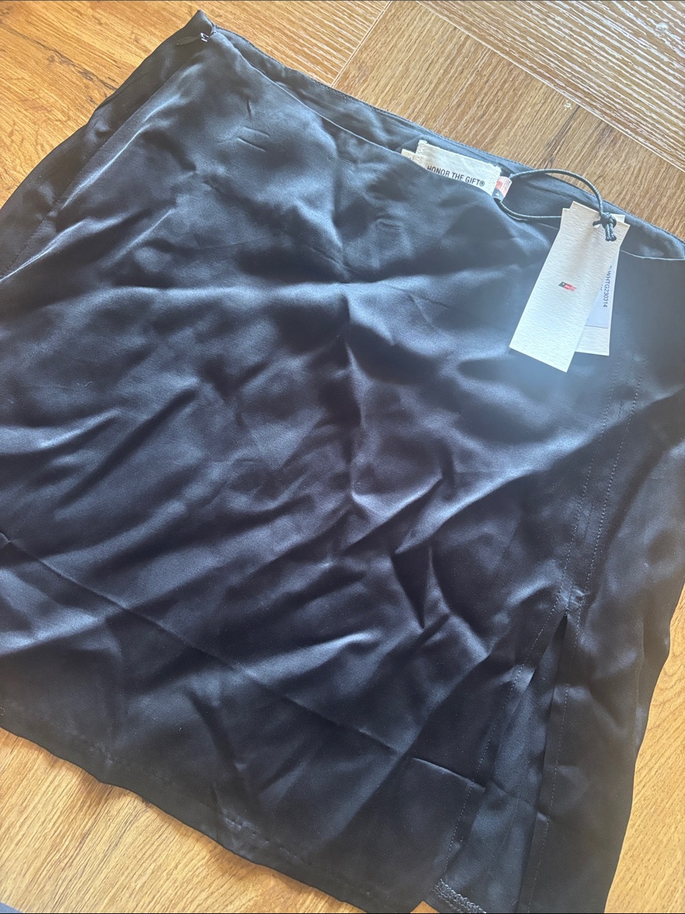 Honor the Gift Black Satin Slip Skirt